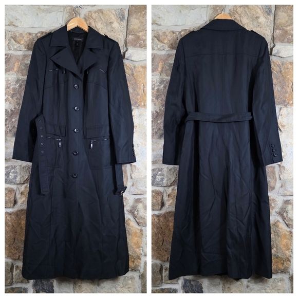 Escada S SMALL 36 Wool Belted Trench Coat Jacket